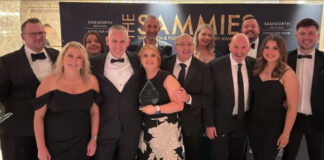 The Scotmid team at the Sammies award celebrating their double award win.
