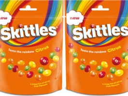 Skittles launches new Citrus flavour for the summer Pack shots of Skittles Citrus sharing packs.