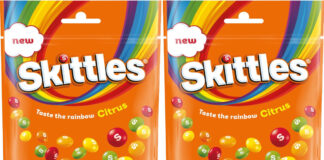 Pack shots of Skittles Citrus sharing packs.