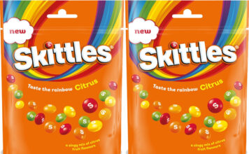 Pack shots of Skittles Citrus sharing packs.