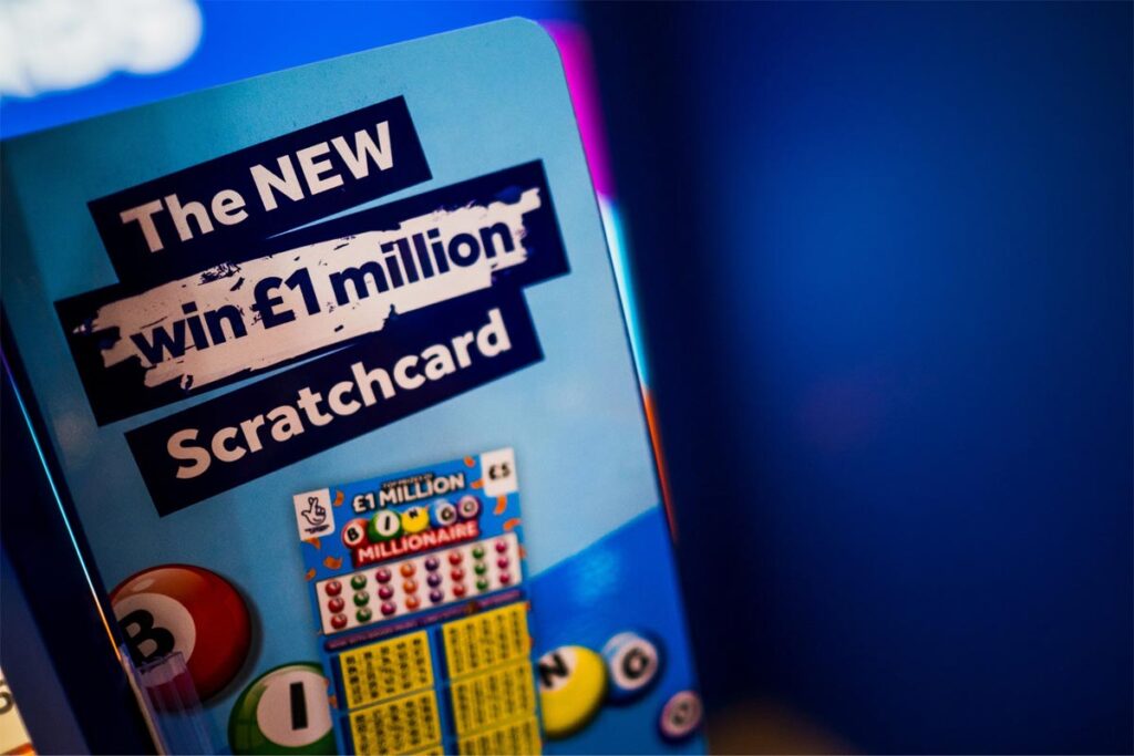 Advertisement for the National Lottery Win £1million Scratchcard game.