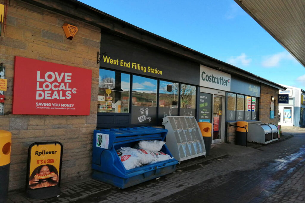 Exterior shot of The Filly Costcutter Filling Station.