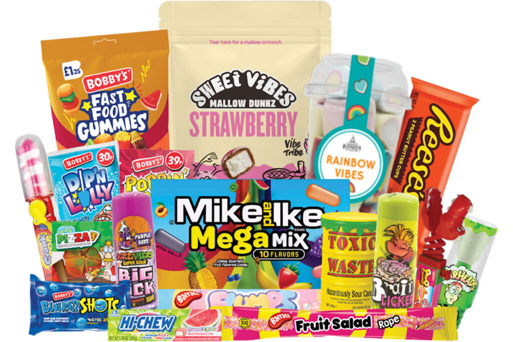 Pack shots of confectionery products to illustrate Bobby's Sweets trial box.