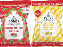 Pack shots of Bonds of London Vickyu McClure's Our Dementia Choir Watermelon Slices and Soft Sherbety Lemons.