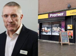 Booker highlights that flexibility is the way to profitability Colm Johnstone, retail managing director at Booker, next to an exterior shot of a Premier store.