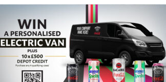 Promotional image of Coca-Cola Europacific Partners' (CCEP) retailer competition to win a new personalised EV van with its ARTD brands.