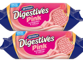 McVitie’s unveils new Pink Digestives Raspberry & Cream flavour Pack shots of McVitie's Digestives Pink Raspberry & Cream Limited Edition.