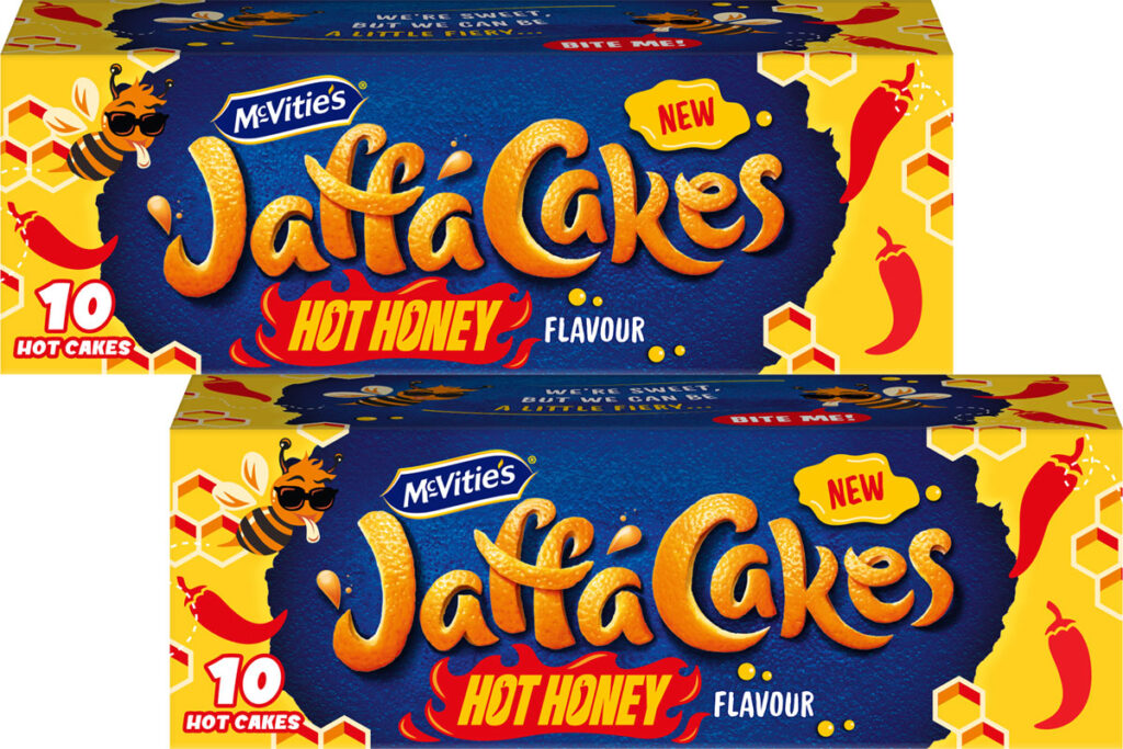 Pack shots of Jaffa Cakes Hot Honey.