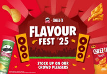 Promotional image for Kellanova Flavour Fest '25 with pack shots of Pringles Sour Cream & Onion and Cheez-It Snap'd Double Cheese.