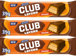 Pack shots of McVitie's Club Layers Orange.