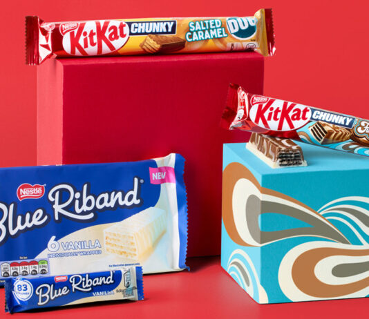 Nestlé rolls out a trio of biscuit bar NPDs across KitKat and Blue Riband Packs of Blue Riband Vanilla, Kit Kat Chunky Funky and Kit Kat Chunky Salted Caramel Duo.