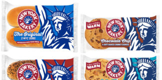Pack shots of New York Bakery Co Original Sub Rolls, Roasted Onion Sub Rolls, Chocolate Chip Soft Baked Cookies and Salted Caramel & Pecan Soft Baked Cookies.