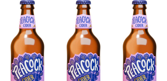 Pack shots of Peacock Cider Passion Fruit & Guava.