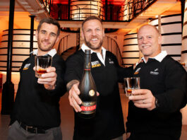 English rugby stars front new Rémy Martin VSOP campaign to bring shoppers to the cognac English rugby players James Haskell, Mike Tindall and broadcaster Alex Payne stand in a distillery holding glasses as Haskell holds a bottle of Rémy Martin VSOP as part of a campaign for the brand.