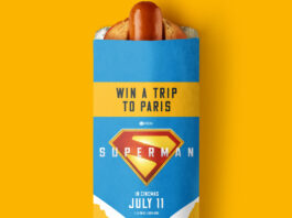 Rollover Hot Dogs teams up with Superman ahead of new movie Rollover Hot Dog with branding on the top of it featuring Superman (2025) offering consumers the chance to win a trip to Paris.