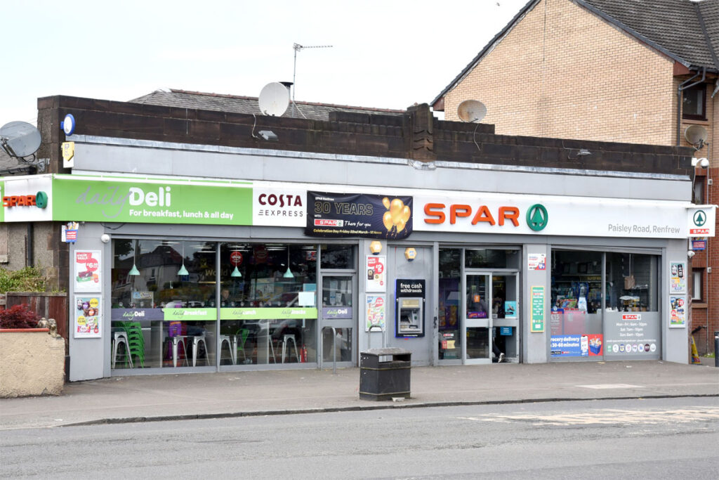 Exterior shot of Spar Renfrew.