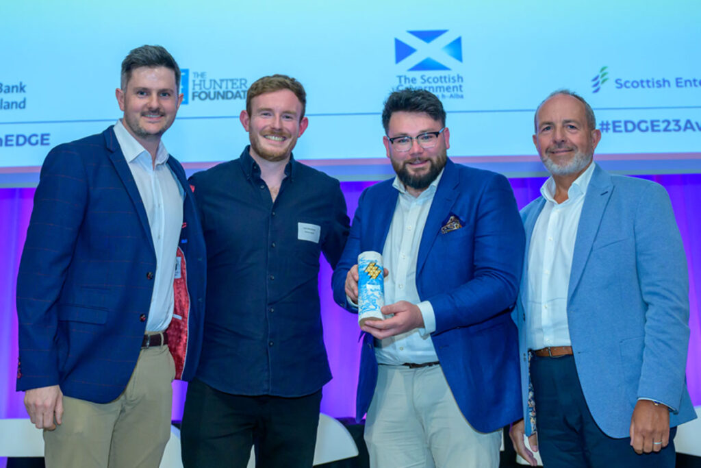 (l to r) Tom Costello, Carl Johntsone and Adam Harding of Tailored Spirits and Gary McEwan of Scottish Edge.