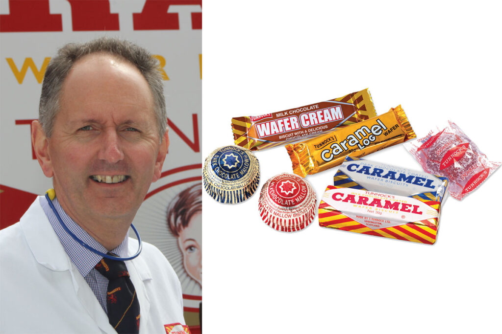 Fergus Loudon, sales director at Tunnock's, as well as images of the product range from Tunnock's.
