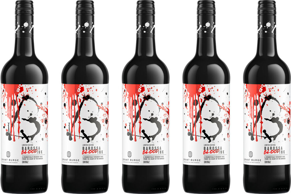 Bottles of Barossa Ink Shiraz 'Barossa Blood Ink Shiraz' for Halloween 2025.