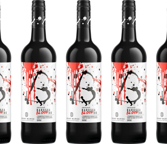 Ink by Grant Burge wine dips into Halloween with new Shiraz Bottles of Barossa Ink Shiraz 'Barossa Blood Ink Shiraz' for Halloween 2025.