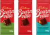 Pack shots of Cadbury Bournville 2025 re-design featuring Chopped Hazelnut, Original and Salted Caramel flavours.