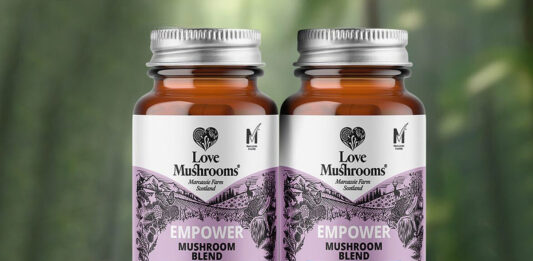 Two jars of Love Mushrooms menopause range.