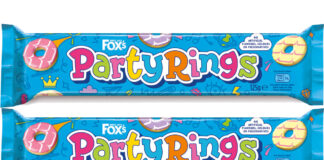 Pack shots of Fox's Party Rings biscuits.