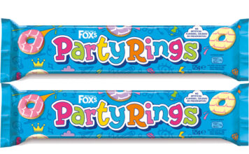 Pack shots of Fox's Party Rings biscuits.