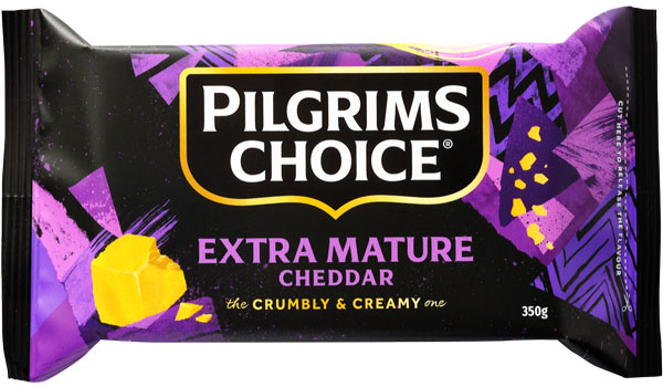 Pack shot of Pilgrims Choice Extra Mature Cheddar.