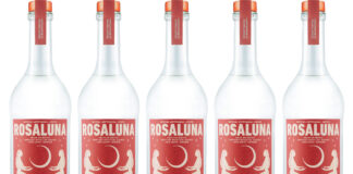 Pack shots of Rosaluna Mezcal.
