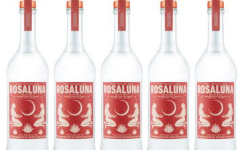 Pack shots of Rosaluna Mezcal.
