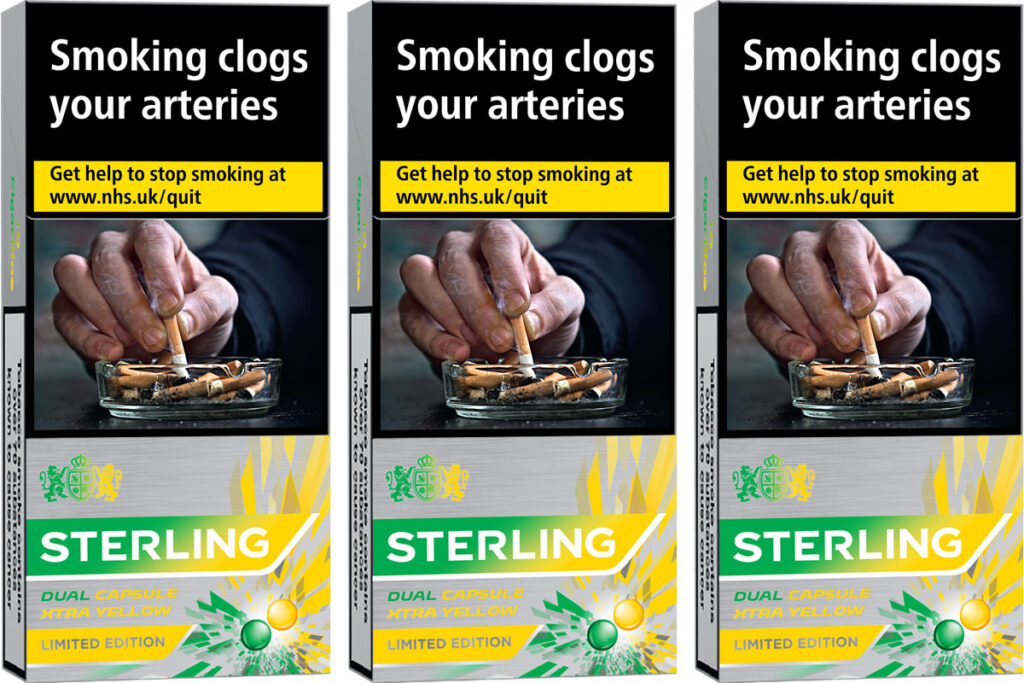 Pack shots of Sterling Dual Capsule Xtra Yellow Limited Edition.