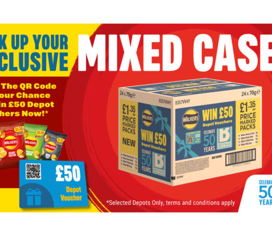 Promotional image of Bestway and PepsiCo's in-depoot giveaway for the wholesaler's 50th anniversary.