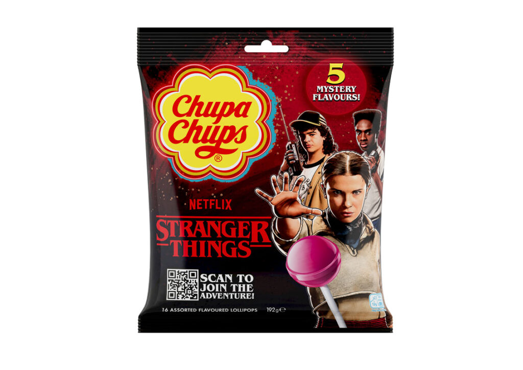 Picture of packet of Chupa Chups promotion with Stranger Things TV show