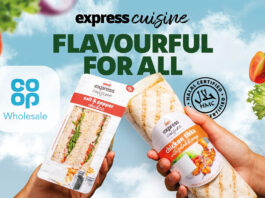 Express Cuisine range heads to Co-op Wholesale food to go selection Image of the Express Cuisine food to go range launching across Co-op Wholesale including a Salt & Pepper Chicken Sandwich and Chicken Tikka Wrap.