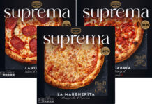 Dr. Oetker Suprema range of frozen pizzas with La Calabria, La Romana and La Magherita.