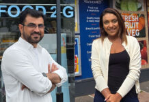 Adeel Iqbal, store owner of Day-Today Anniesland, and Nathalie Fullerton, store owner of One-Stop Dumbarton Road.