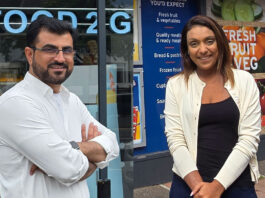 Adeel Iqbal, store owner of Day-Today Anniesland, and Nathalie Fullerton, store owner of One-Stop Dumbarton Road.