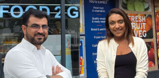 Adeel Iqbal, store owner of Day-Today Anniesland, and Nathalie Fullerton, store owner of One-Stop Dumbarton Road.