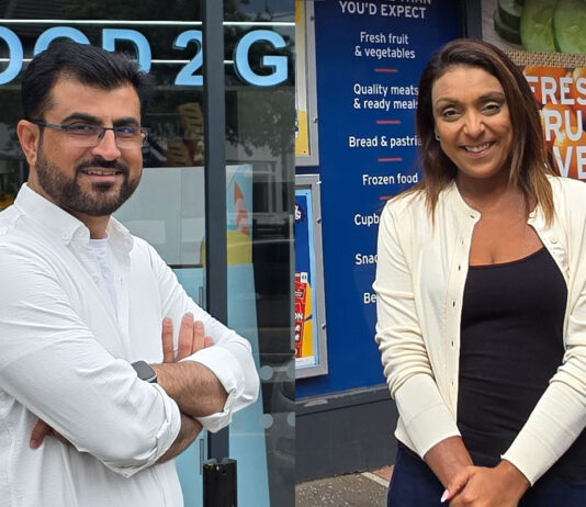 Facial recognition helps to save Scotland’s shops Adeel Iqbal, store owner of Day-Today Anniesland, and Nathalie Fullerton, store owner of One-Stop Dumbarton Road.