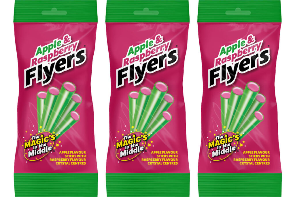 Pack shots of Apple & Raspberry Flyers.