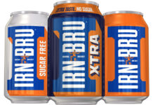 Pack shots of Irn-Bru 330ml can range.