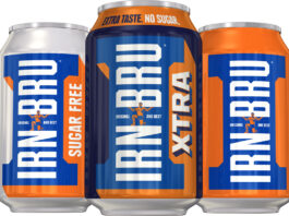 Pack shots of Irn-Bru 330ml can range.