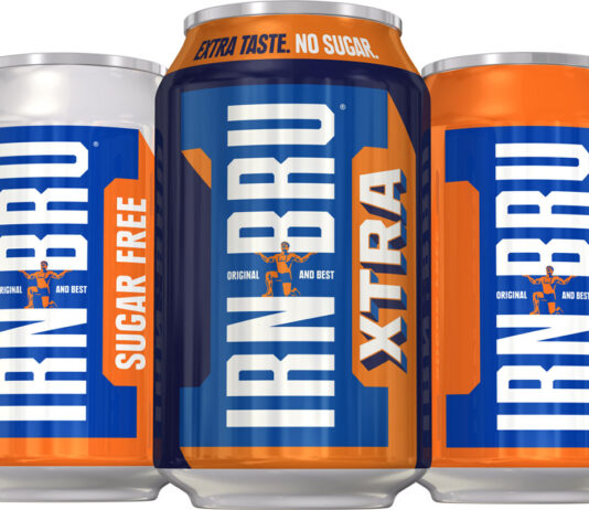 Made in Scotland From Girders strapline returns in £8million Irn-Bru campaign Pack shots of Irn-Bru 330ml can range.