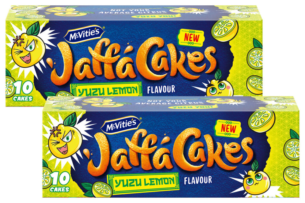 Pack shots of Jaffa Cakes Yuzu Lemon.