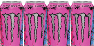 Pack shots of Monster Zero Sugar Ultra Fantasy Ruby Red.