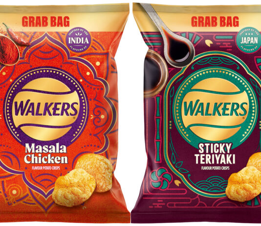 Walkers explores a world of new flavours with Masala Chicken and Sticky Teriyaki Pack shots of Walkers Masala Chicken and Sticky Teriyaki flavoured crisps.