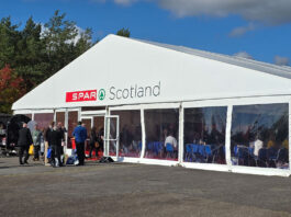 Spar Tradeshow makes a grand return The Spar Tradeshow event tent in Aviemore.