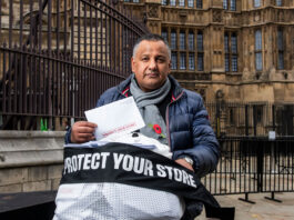 Retailers would close shops if Tobacco & Vapes Bill becomes law Paul Cheema, founder of C-Talk, stands in front of Westminster with a bag of signed letters from retailers against the Tobacco & Vapes Bill.