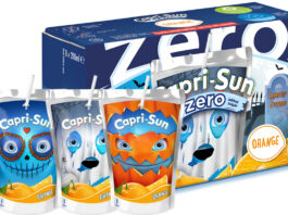Capri-Sun brings back its Halloween themed packs Pack shots of Capri Sun Zero Orange with themed Halloween designs for 2025 with individual pouches showcasing the limited edition looks.
